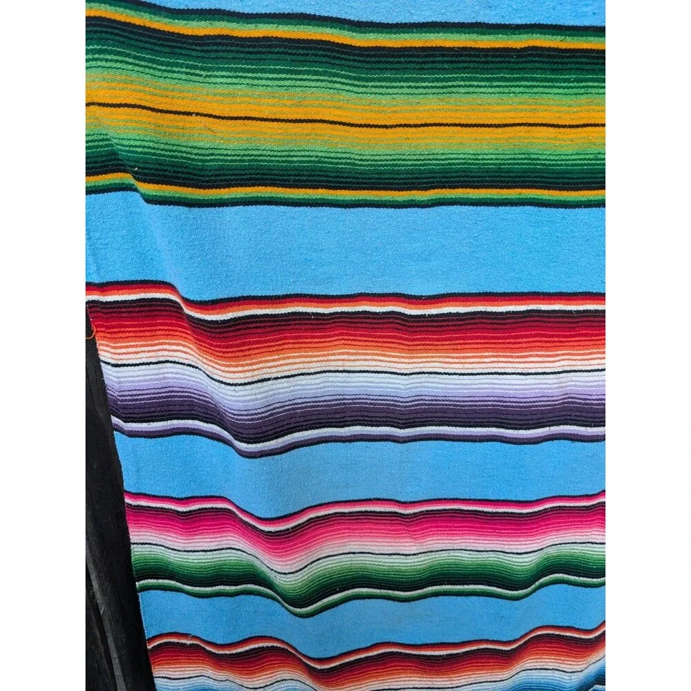 Mexican Serape Blanket Stripe Rainbow Southwest Acryllic Yoga 86 x 48